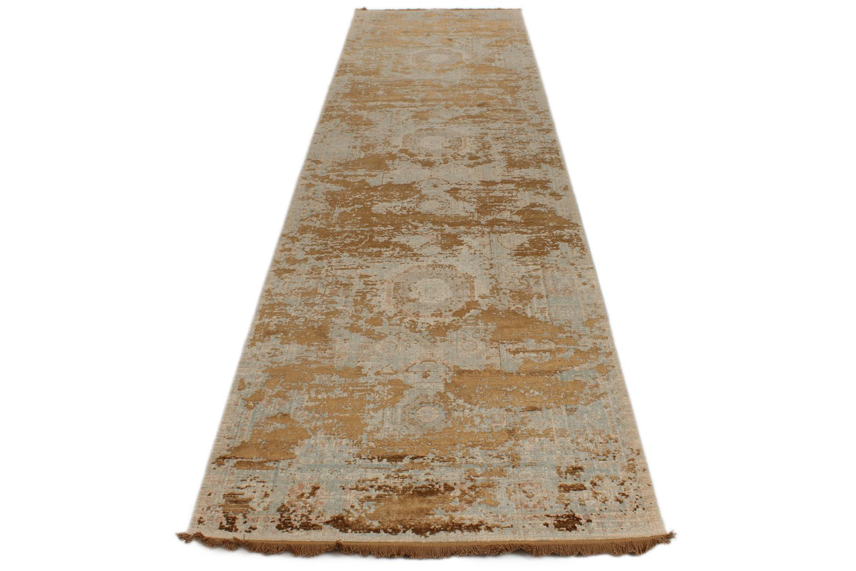 3x13 Gold and Multicolor Turkish Antep Runner