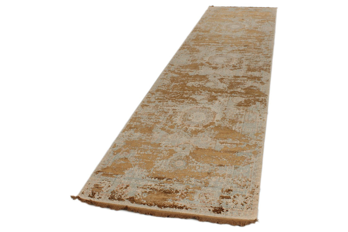 3x13 Gold and Multicolor Turkish Antep Runner