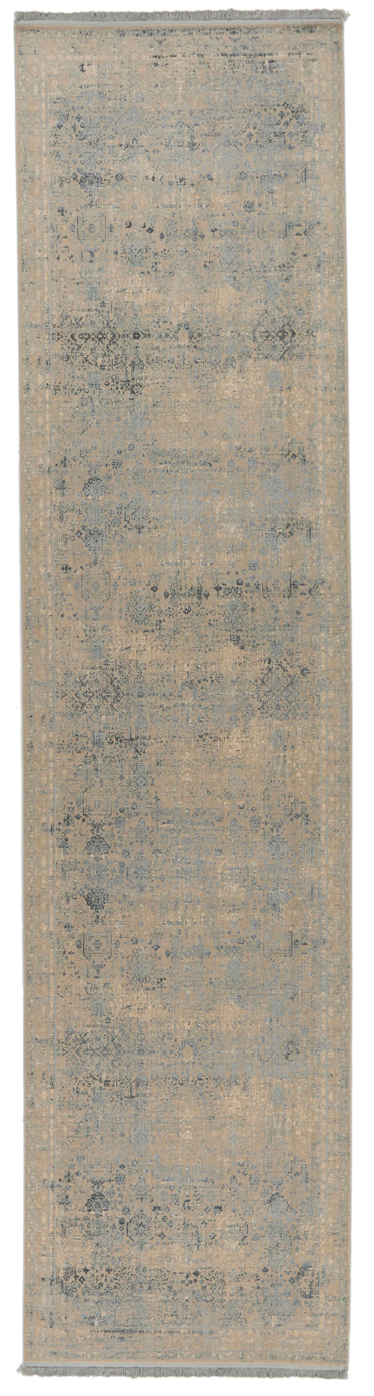 3x13 Blue and Off White Turkish Antep Runner