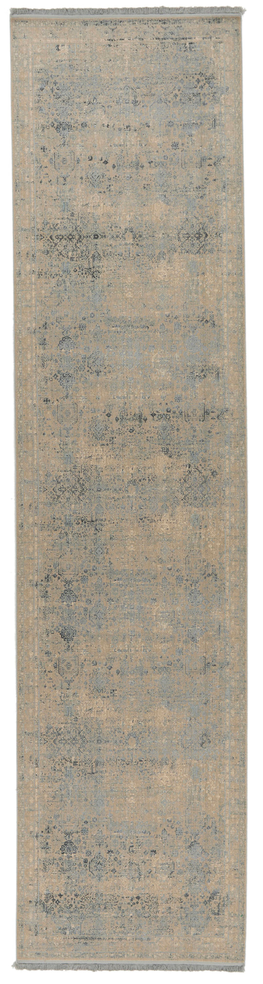 3x13 Blue and Off White Turkish Antep Runner