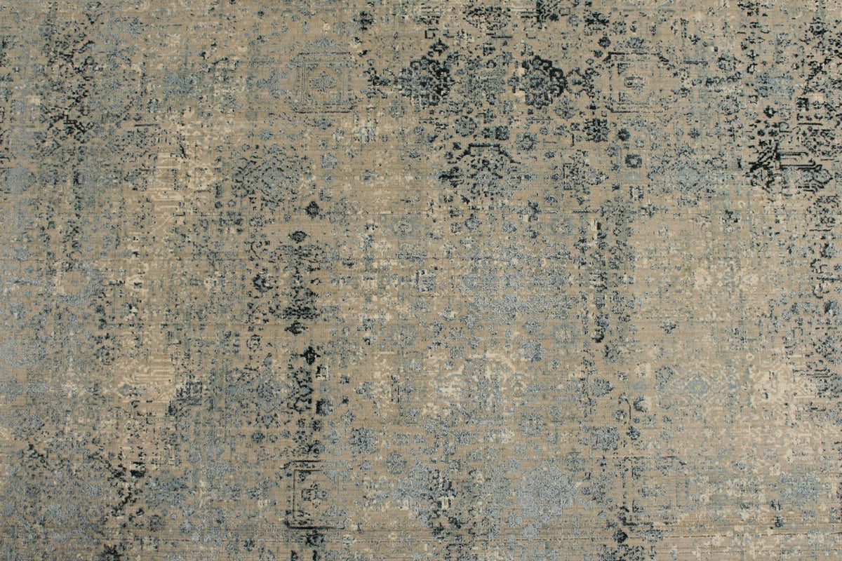 3x13 Blue and Off White Turkish Antep Runner