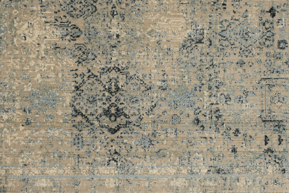 3x13 Blue and Off White Turkish Antep Runner