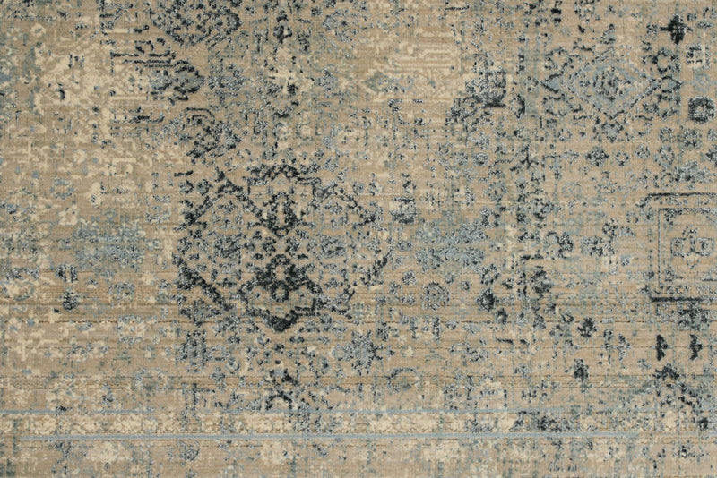 3x13 Blue and Off White Turkish Antep Runner
