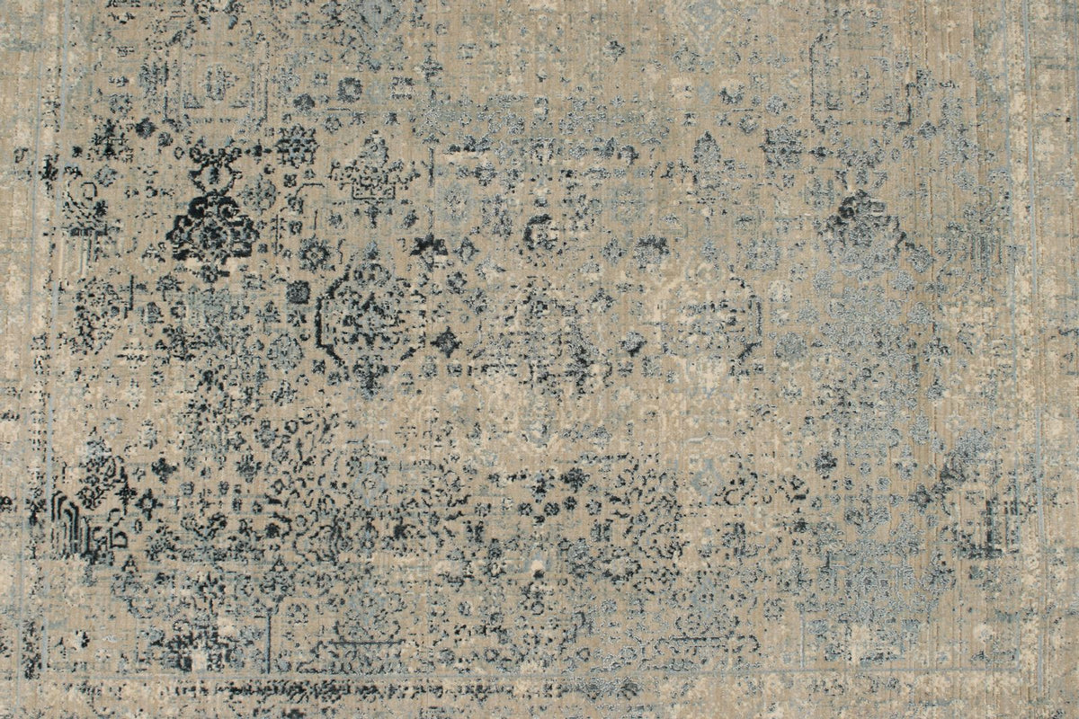 3x13 Blue and Off White Turkish Antep Runner