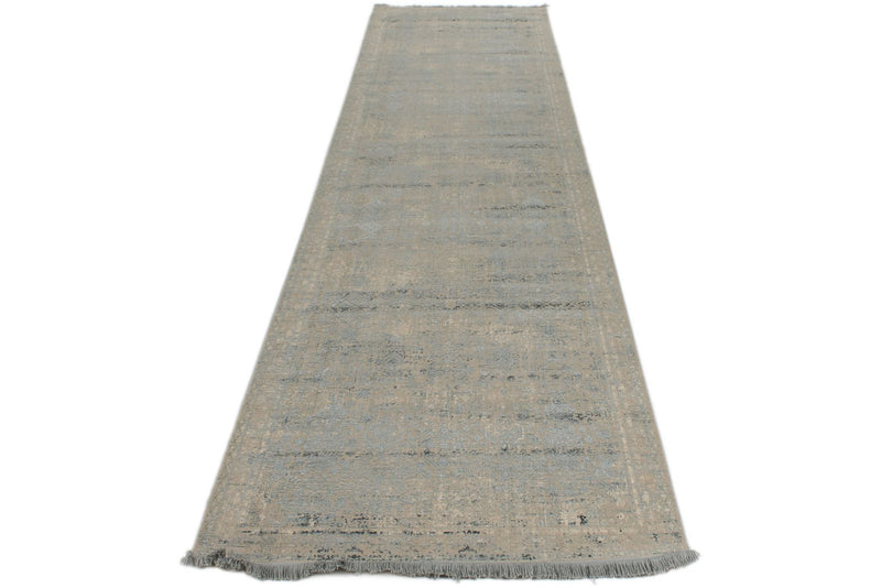 3x13 Blue and Off White Turkish Antep Runner