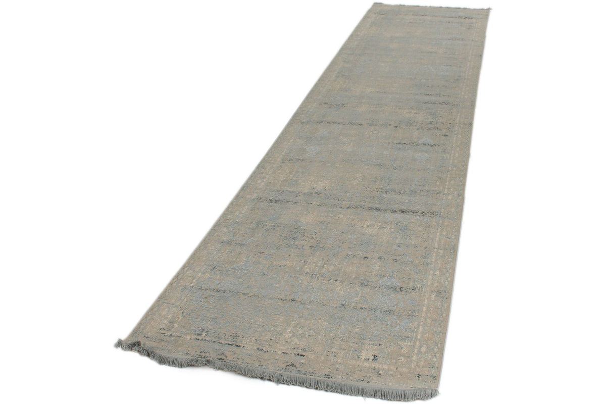 3x13 Blue and Off White Turkish Antep Runner