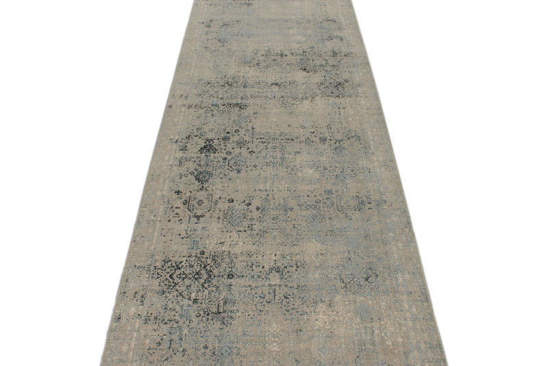 3x13 Blue and Off White Turkish Antep Runner