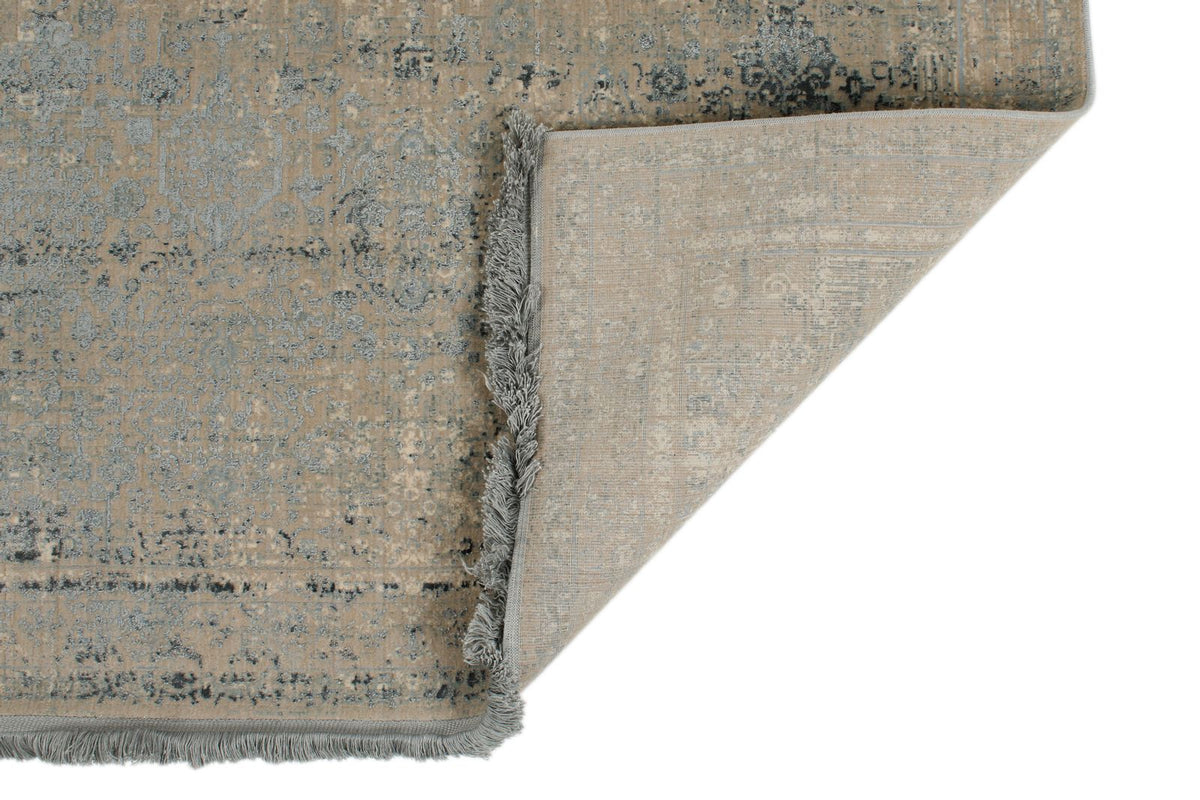 3x13 Blue and Off White Turkish Antep Runner