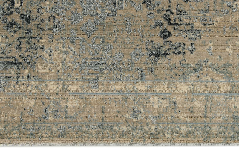 3x13 Blue and Off White Turkish Antep Runner