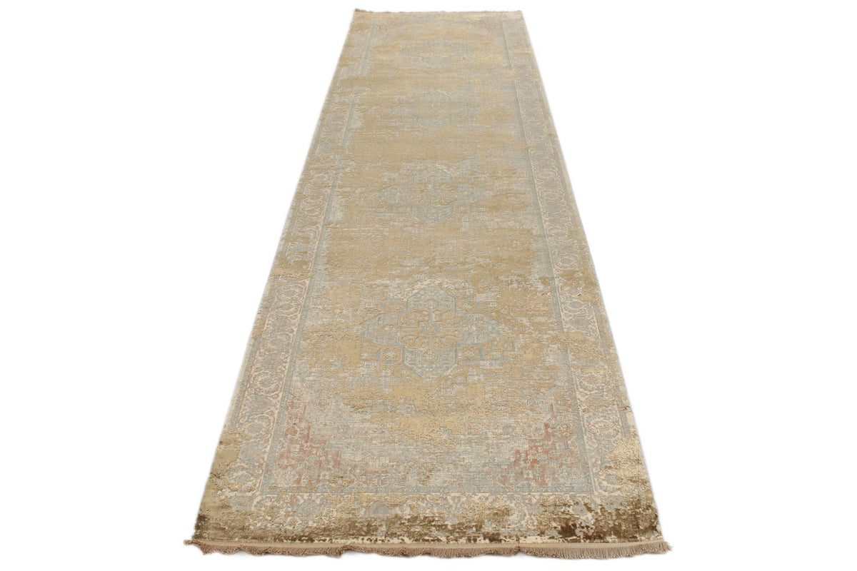 3x13 Gold and Multicolor Turkish Antep Runner