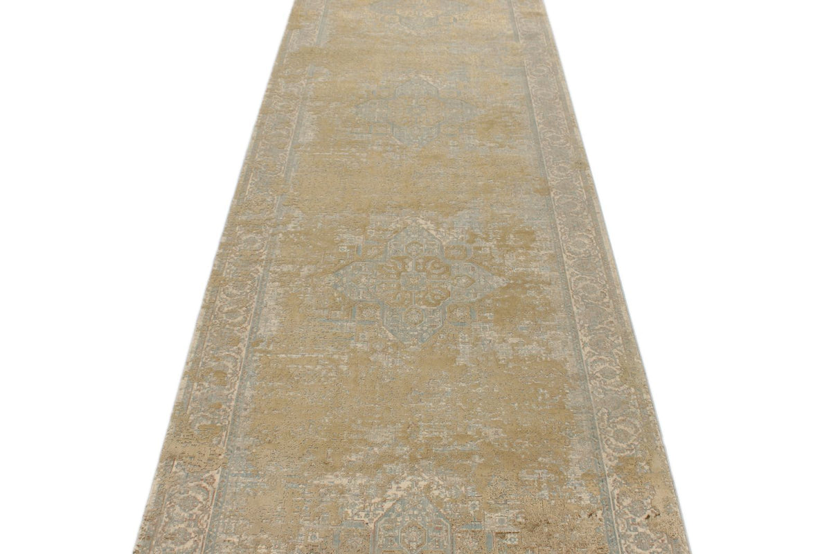 3x13 Gold and Multicolor Turkish Antep Runner