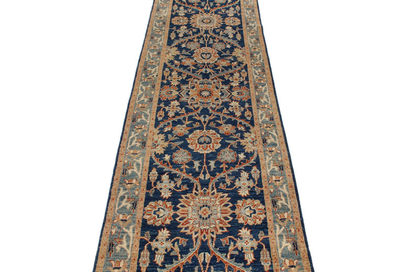 3x10 Navy and Gray Anatolian Traditional Runner