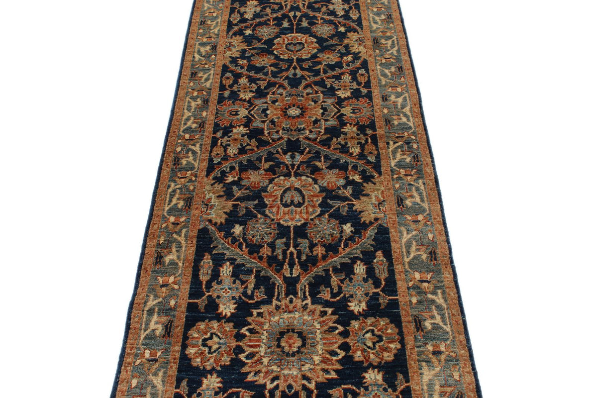 3x10 Navy and Gray Anatolian Traditional Runner
