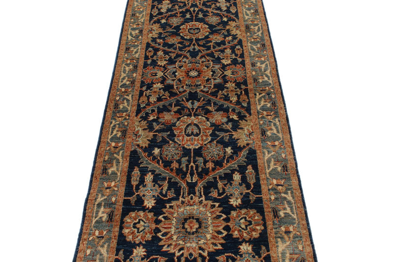 3x10 Navy and Gray Anatolian Traditional Runner