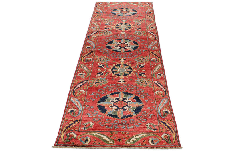 3x10 Red and Multicolor Anatolian Traditional Runner