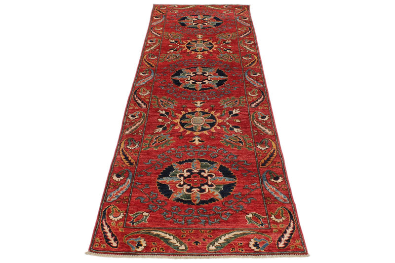 3x10 Red and Multicolor Anatolian Traditional Runner