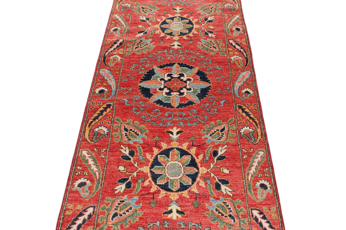 3x10 Red and Multicolor Anatolian Traditional Runner