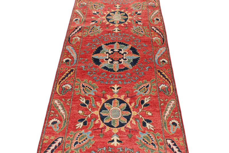 3x10 Red and Multicolor Anatolian Traditional Runner