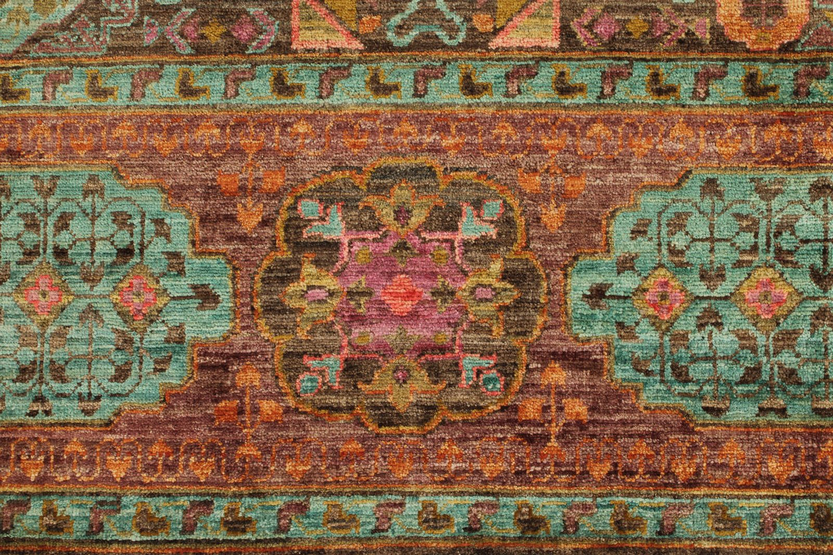 9x12 Brown and Pink Turkish Tribal Rug