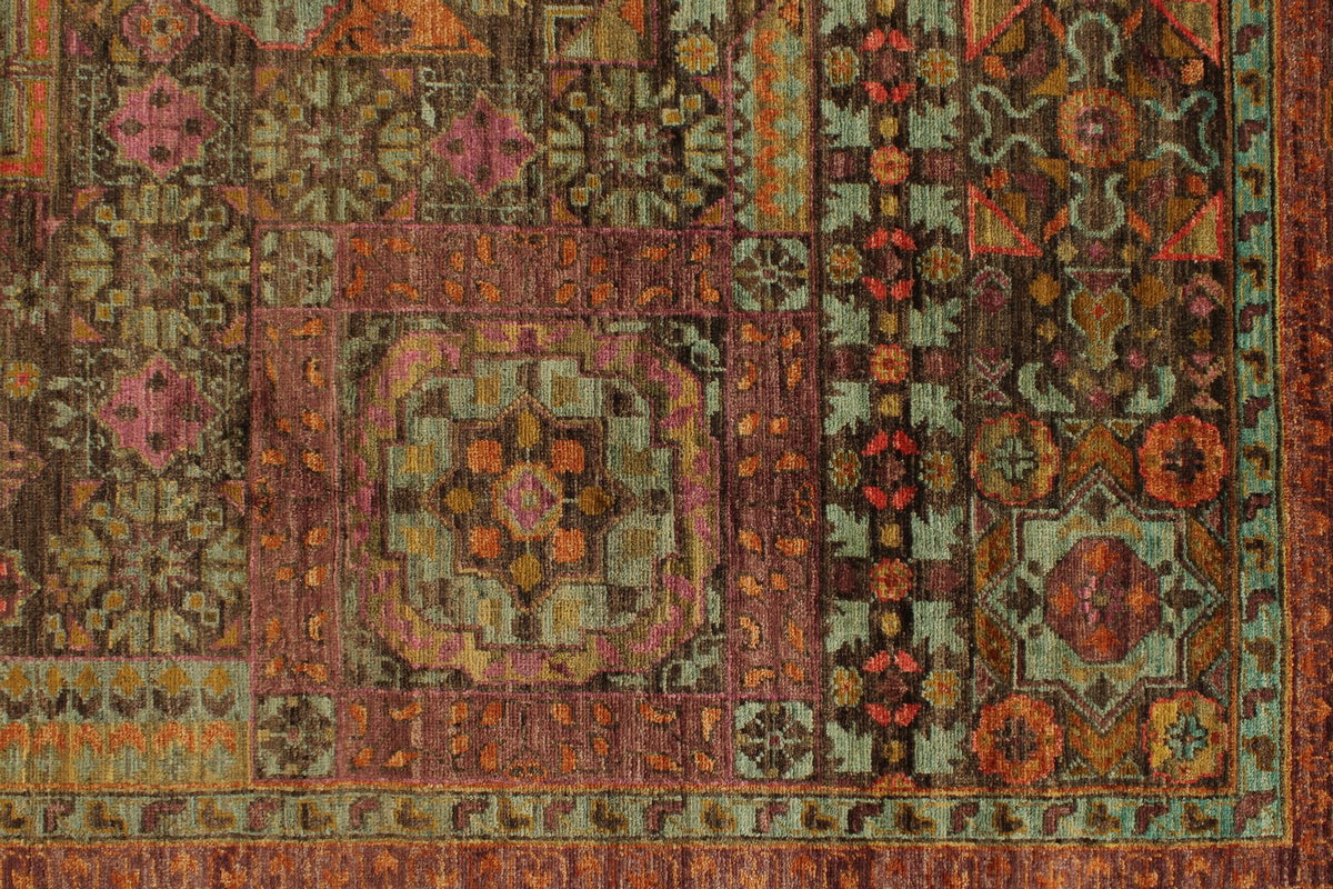 9x12 Brown and Pink Turkish Tribal Rug