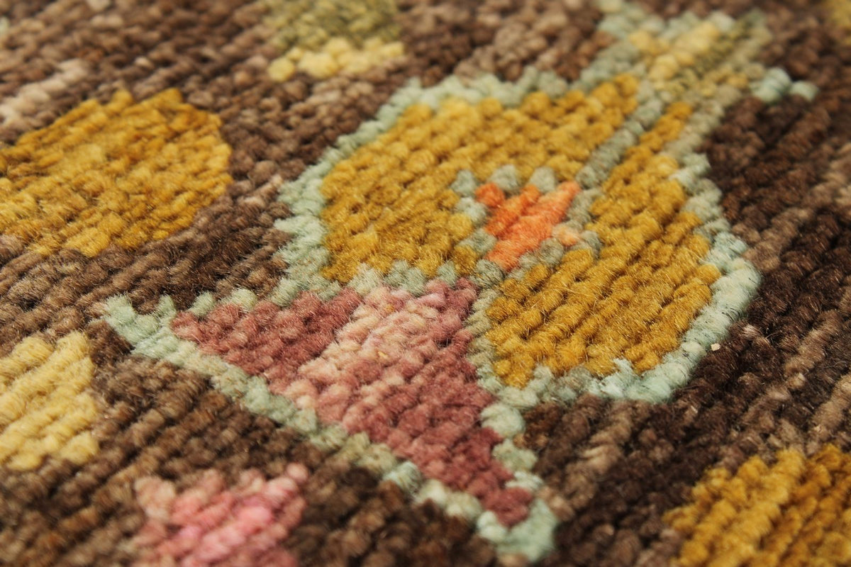 9x12 Brown and Pink Turkish Tribal Rug