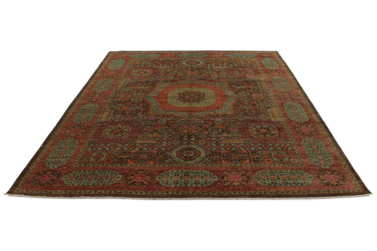 9x12 Brown and Pink Turkish Tribal Rug