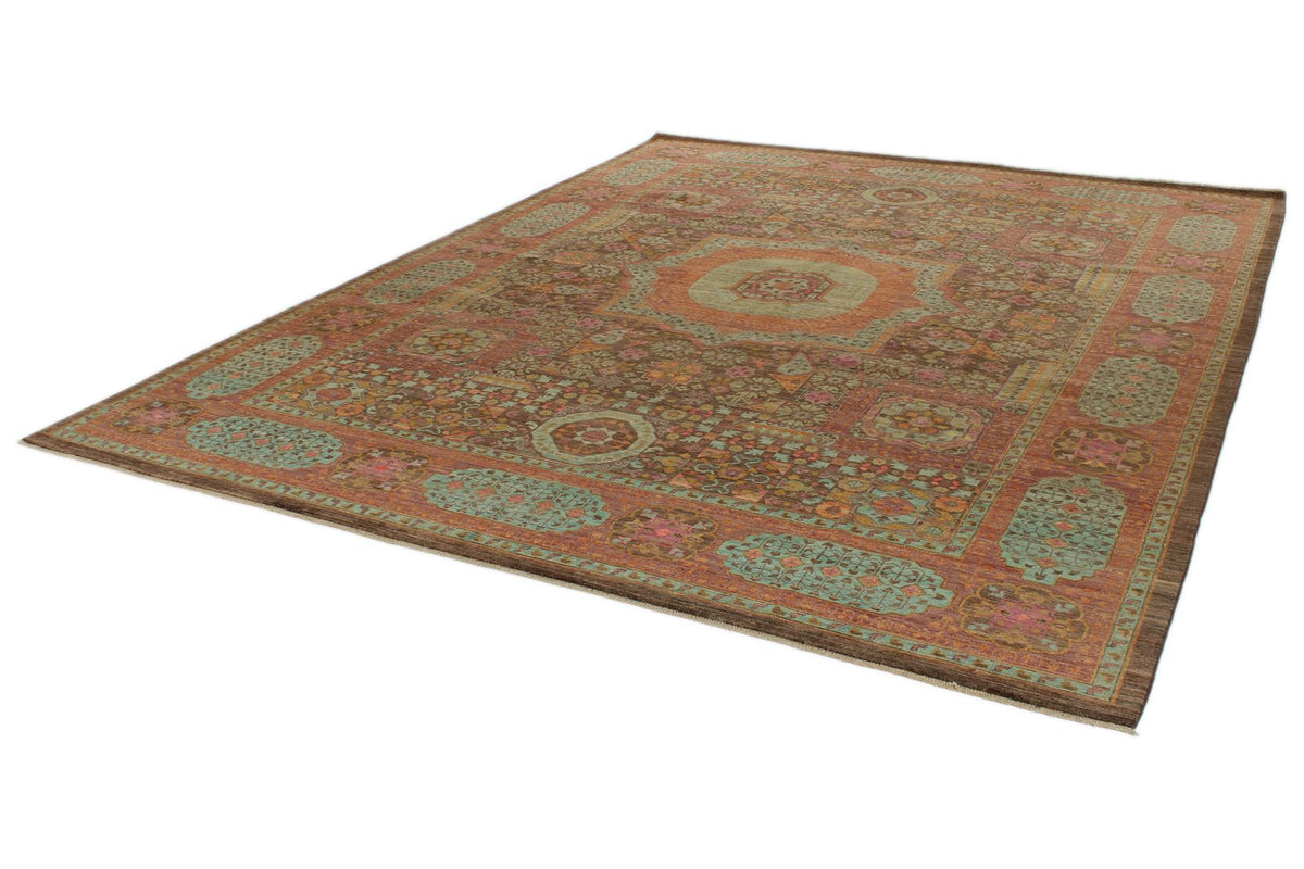 9x12 Brown and Pink Turkish Tribal Rug