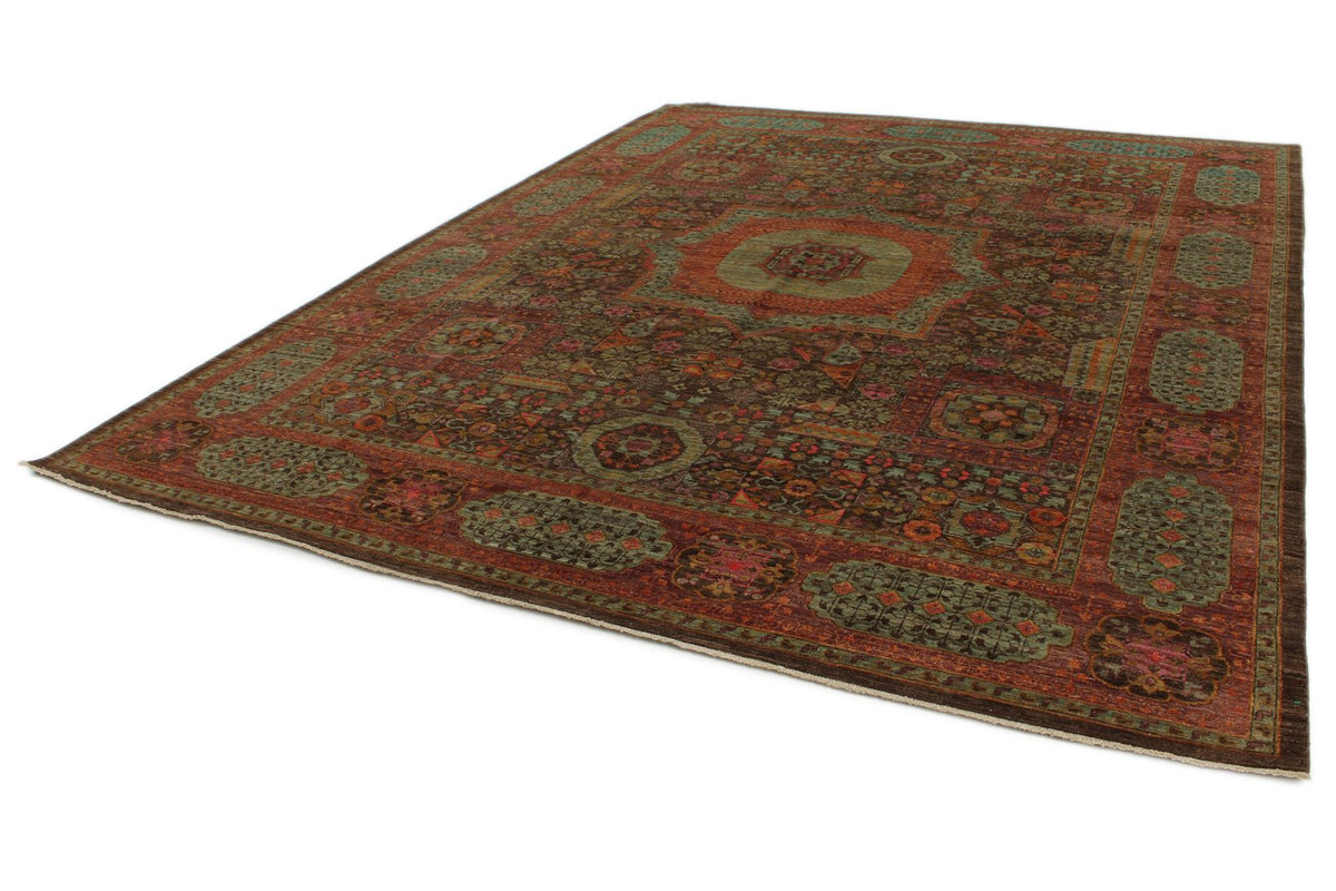 9x12 Brown and Pink Turkish Tribal Rug