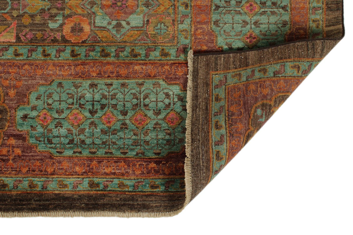 9x12 Brown and Pink Turkish Tribal Rug