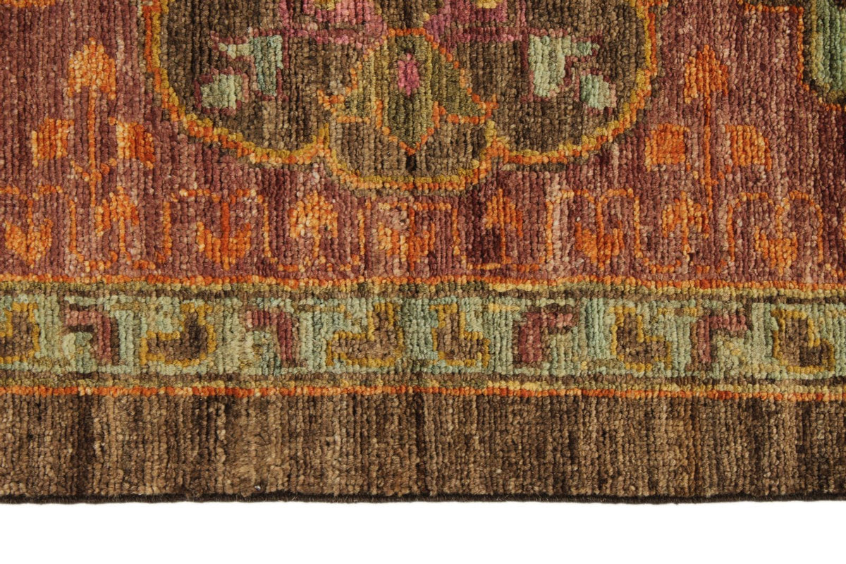 9x12 Brown and Pink Turkish Tribal Rug