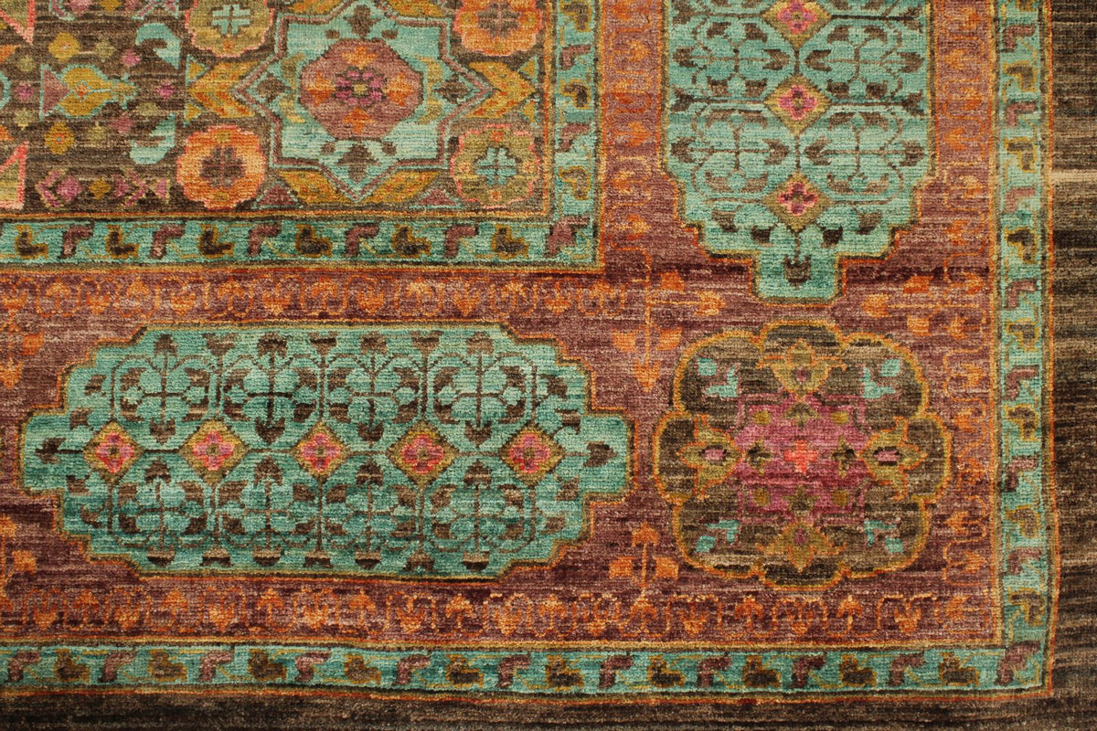 9x12 Brown and Pink Turkish Tribal Rug