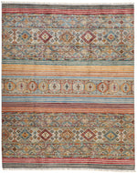 8x10 Green and Multicolor Tribal Rug