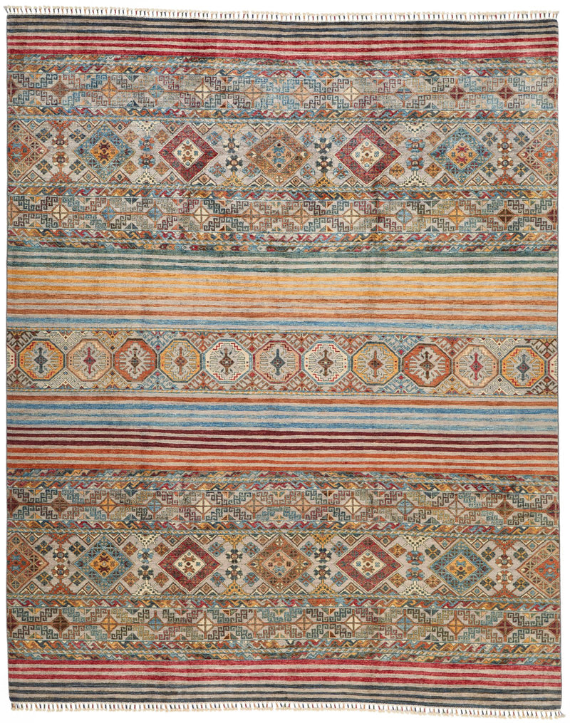 8x10 Green and Multicolor Tribal Rug