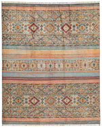 8x10 Multicolor and Brown Tribal Rug