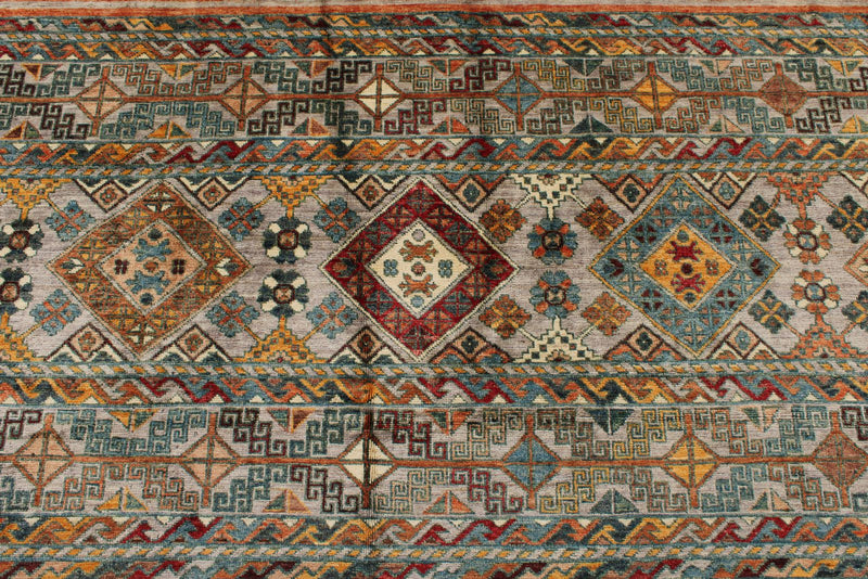 8x10 Multicolor and Brown Tribal Rug