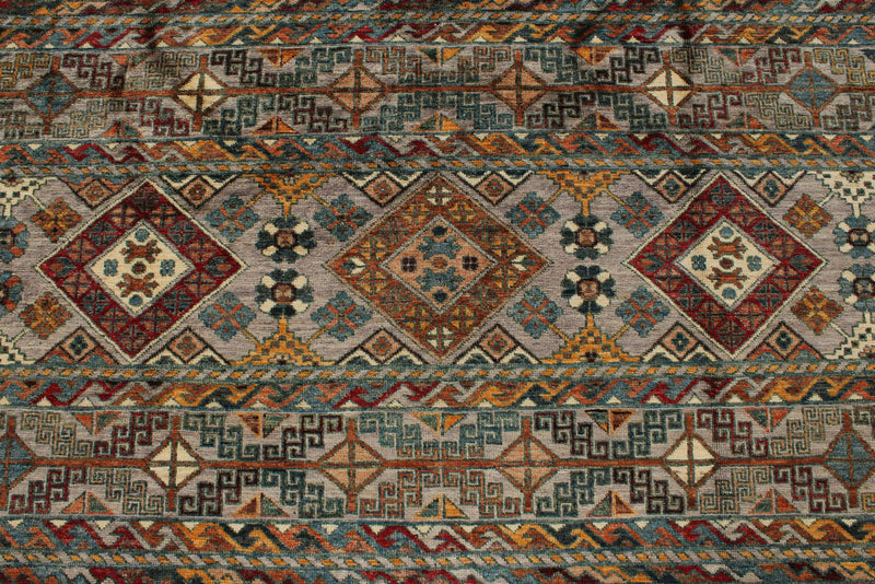 8x10 Multicolor and Brown Tribal Rug