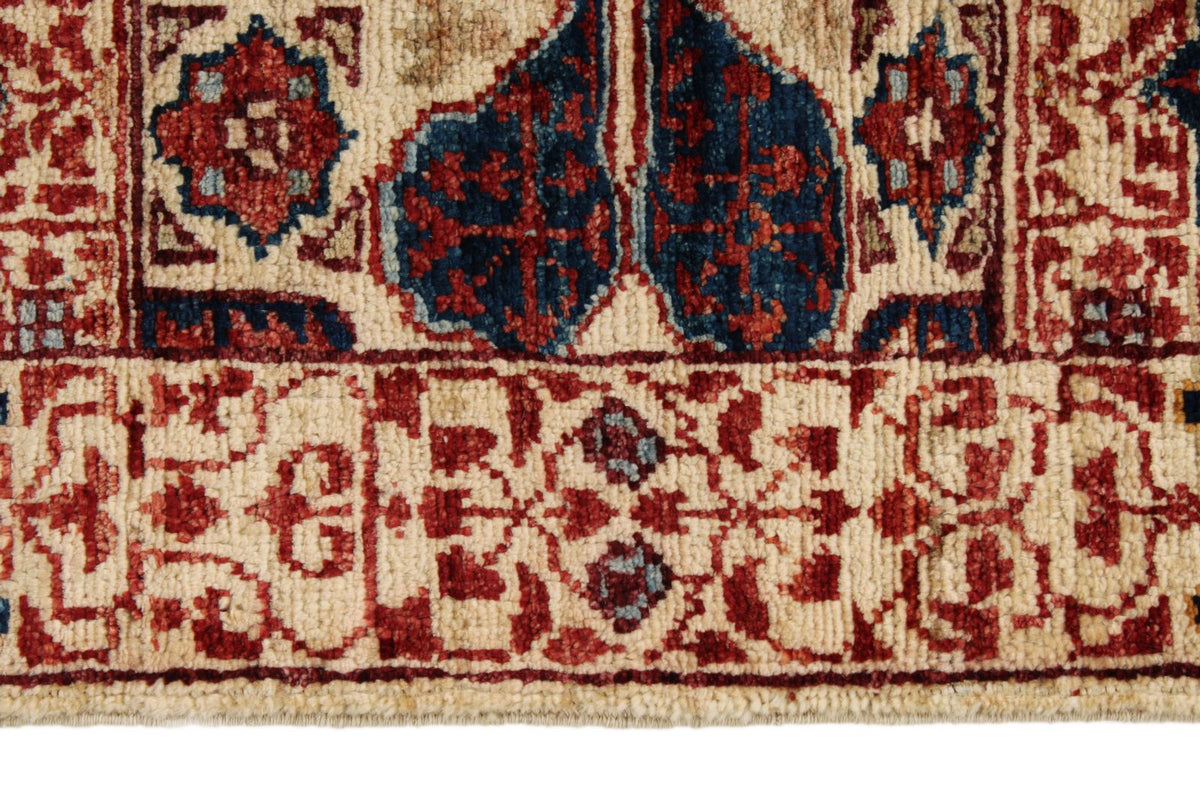 3x5 Beige and Multicolor Turkish Tribal Rug