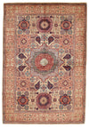 4x6 Ivory and Multicolor Turkish Tribal Rug