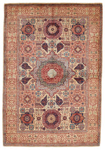4x6 Ivory and Multicolor Turkish Tribal Rug