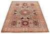 4x6 Ivory and Multicolor Turkish Tribal Rug