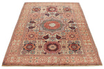 4x6 Ivory and Multicolor Turkish Tribal Rug