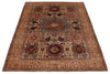 4x6 Ivory and Multicolor Turkish Tribal Rug