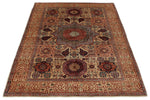 4x6 Ivory and Multicolor Turkish Tribal Rug