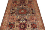 4x6 Ivory and Multicolor Turkish Tribal Rug