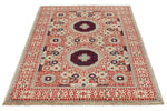 4x6 Ivory and Multicolor Turkish Tribal Rug