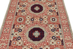 4x6 Ivory and Multicolor Turkish Tribal Rug