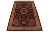 4x6 Burgundy and Camel Turkish Tribal Rug