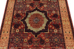 4x6 Burgundy and Camel Turkish Tribal Rug