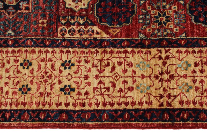 4x6 Burgundy and Camel Turkish Tribal Rug