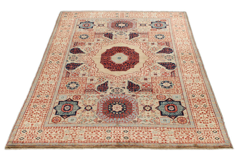 4x6 Light Olive Green and Ivory Turkish Tribal Rug